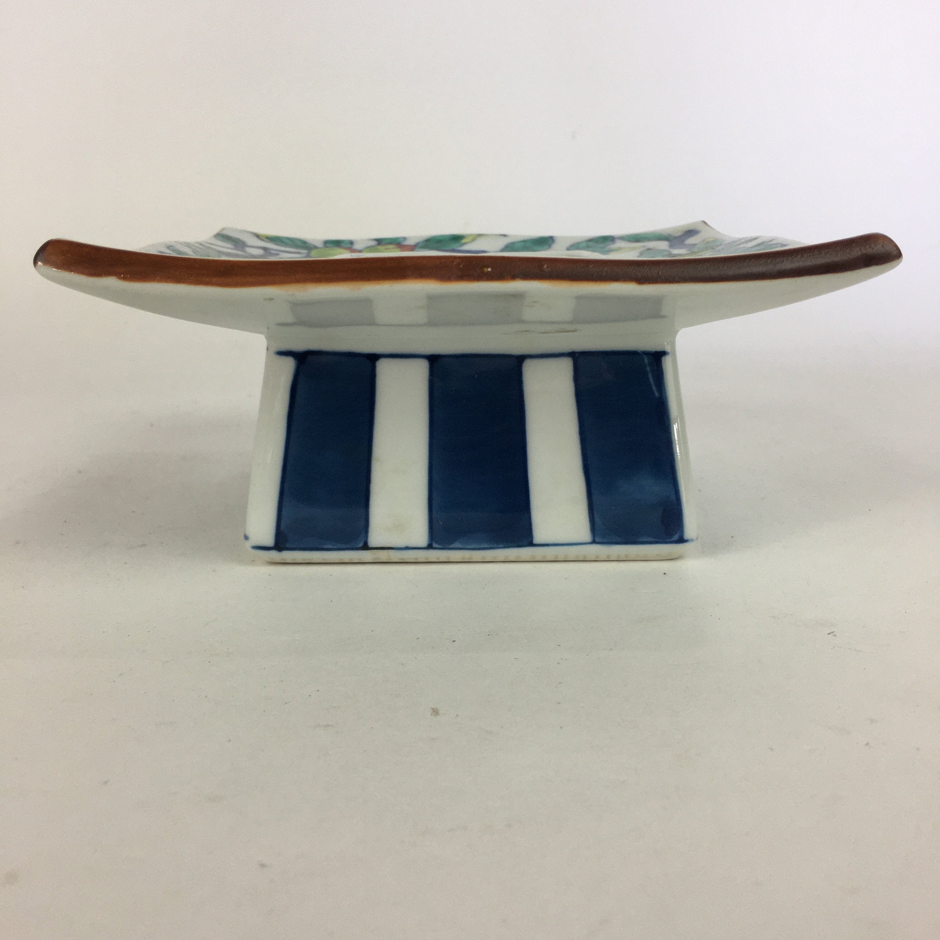 Japanese Porcelain Arita Ware Ashtray Vtg Haizara Flower Bud Bird Pattern PP660