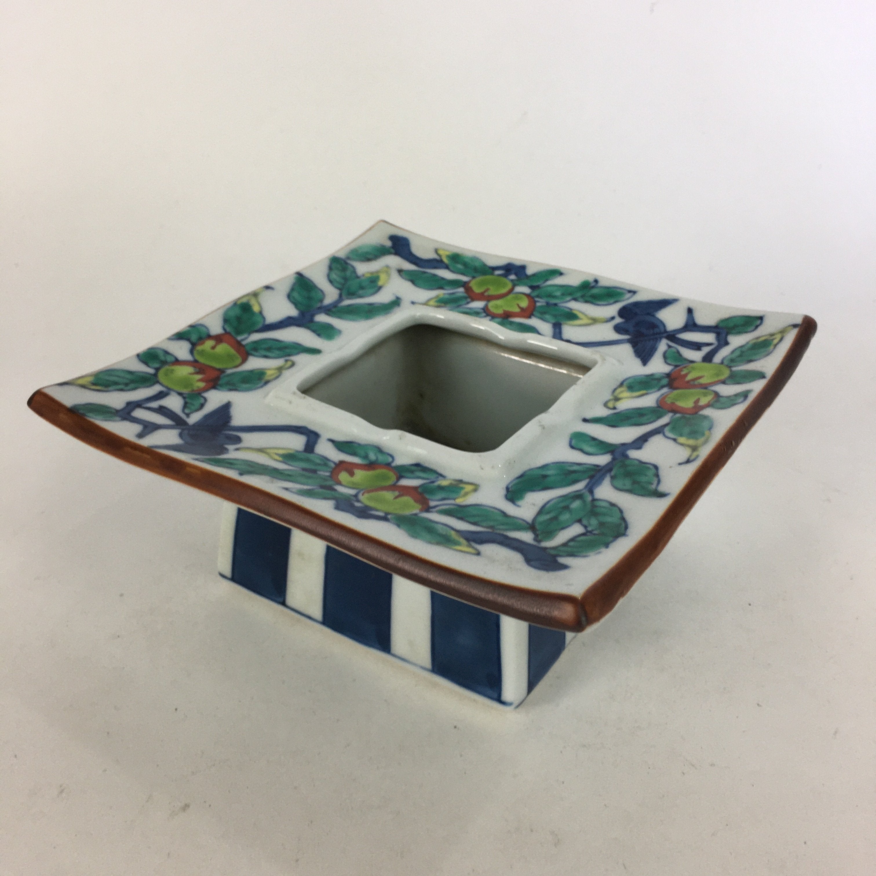 Japanese Porcelain Arita Ware Ashtray Vtg Haizara Flower Bud Bird Pattern PP660
