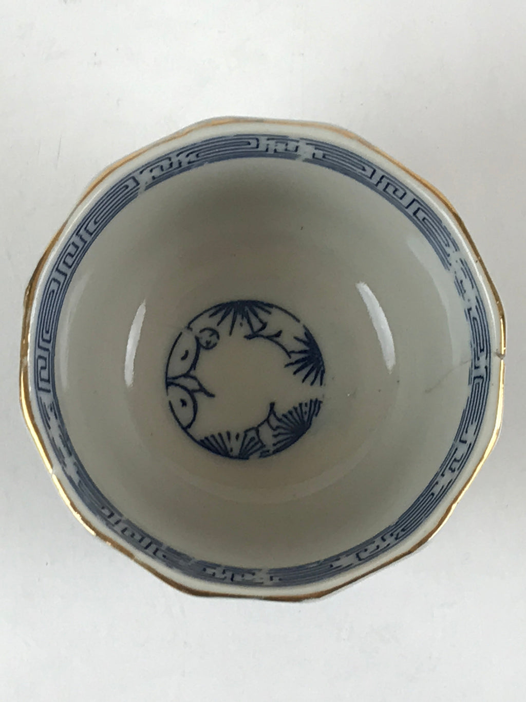 Japanese Porcelain Arita Ware Imari Teacup Yunomi Vtg Plants Flower Gold TC331