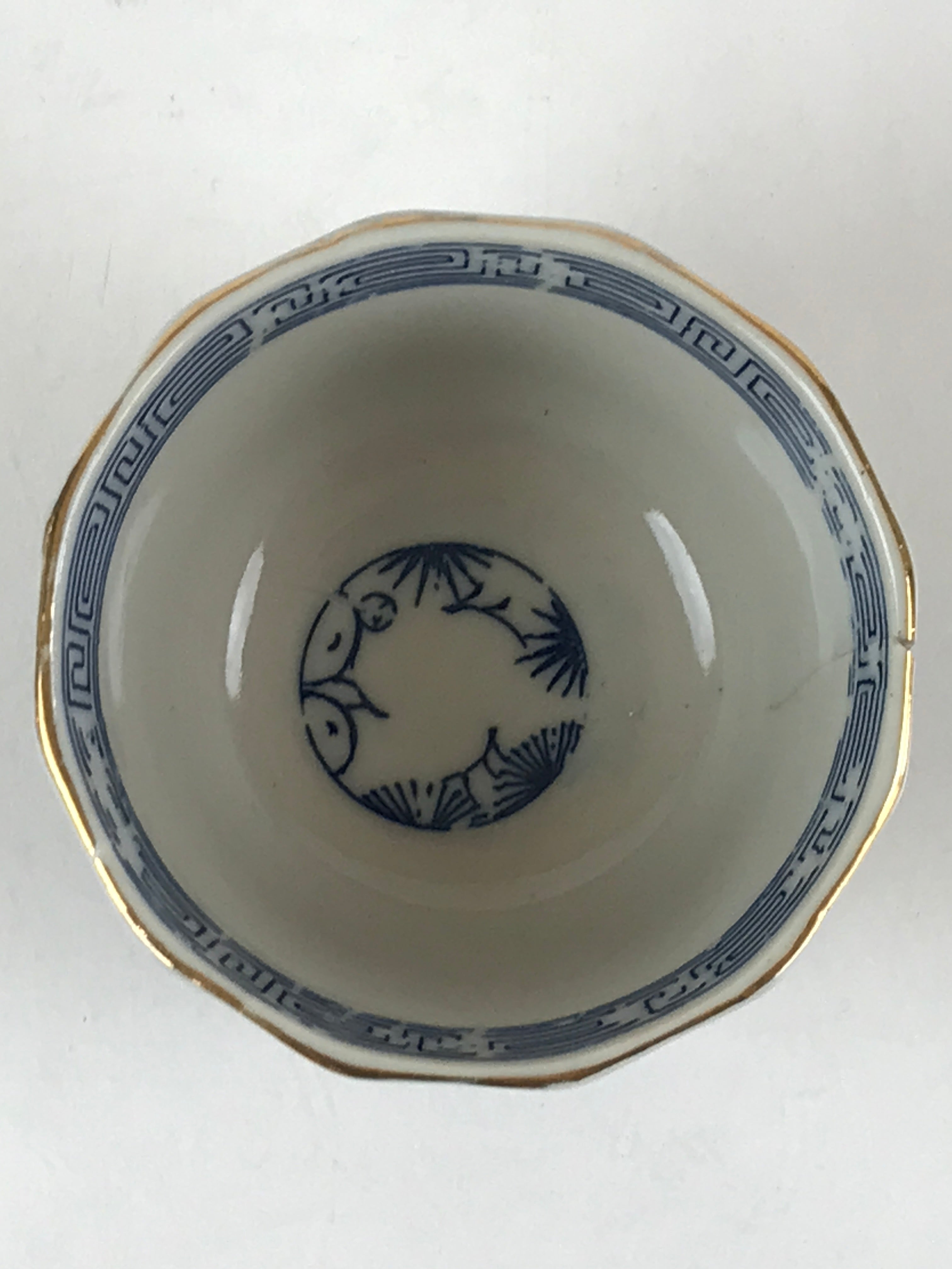 Japanese Porcelain Arita Ware Imari Teacup Yunomi Vtg Plants Flower Gold TC331