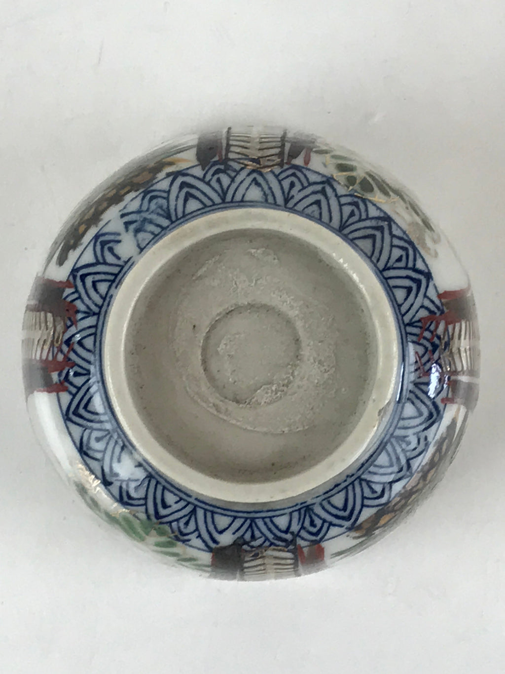 Japanese Porcelain Arita Ware Imari Teacup Yunomi Vtg Plants Flower Gold TC331