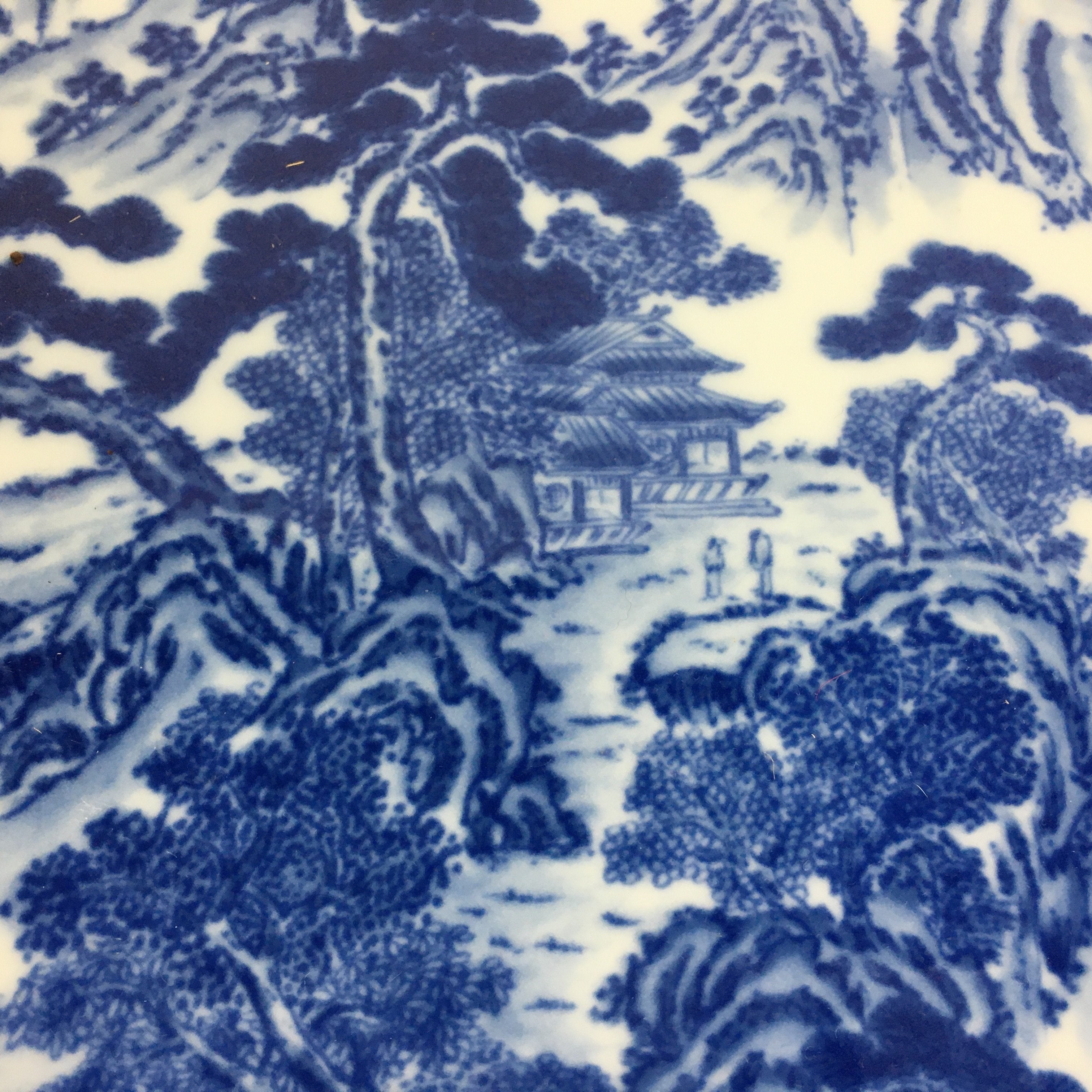 Japanese Porcelain Arita Ware Large Plate Centerpiec Vtg Round Blue 40.5cm PP649