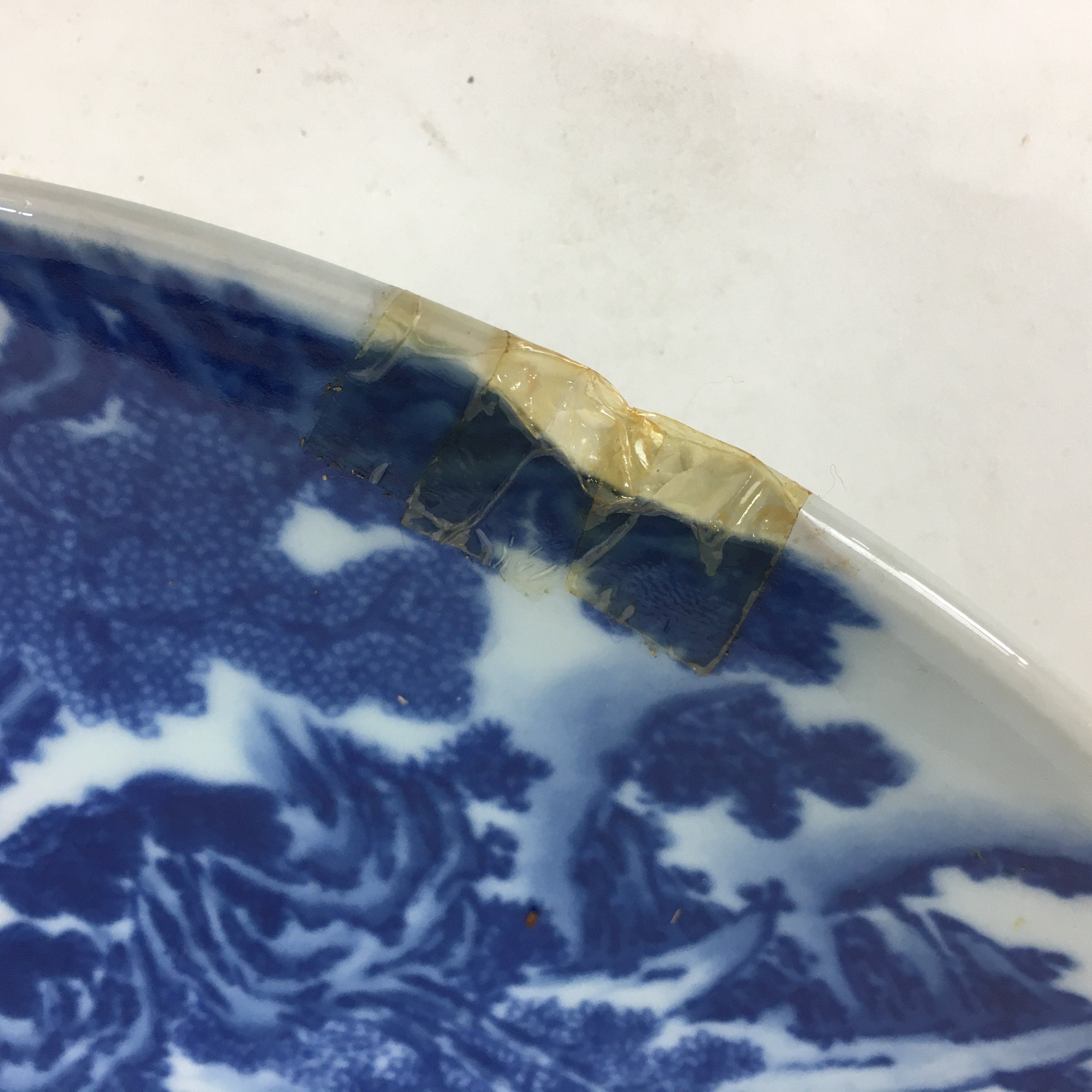Japanese Porcelain Arita Ware Large Plate Centerpiec Vtg Round Blue 40.5cm PP649