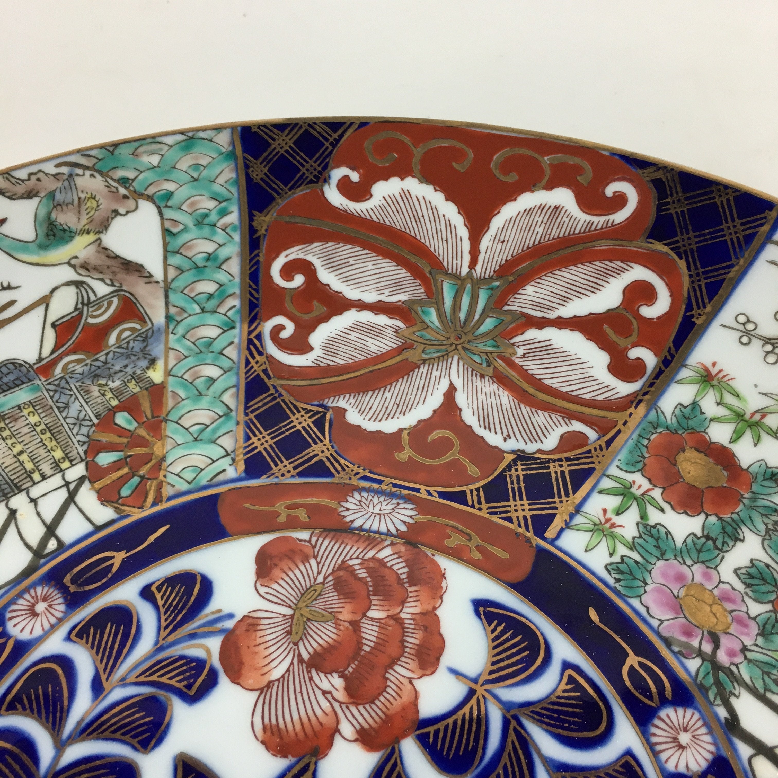 Japanese Porcelain Arita Ware Large Plate Centerpiece Vtg Round 37.5 cm PP646