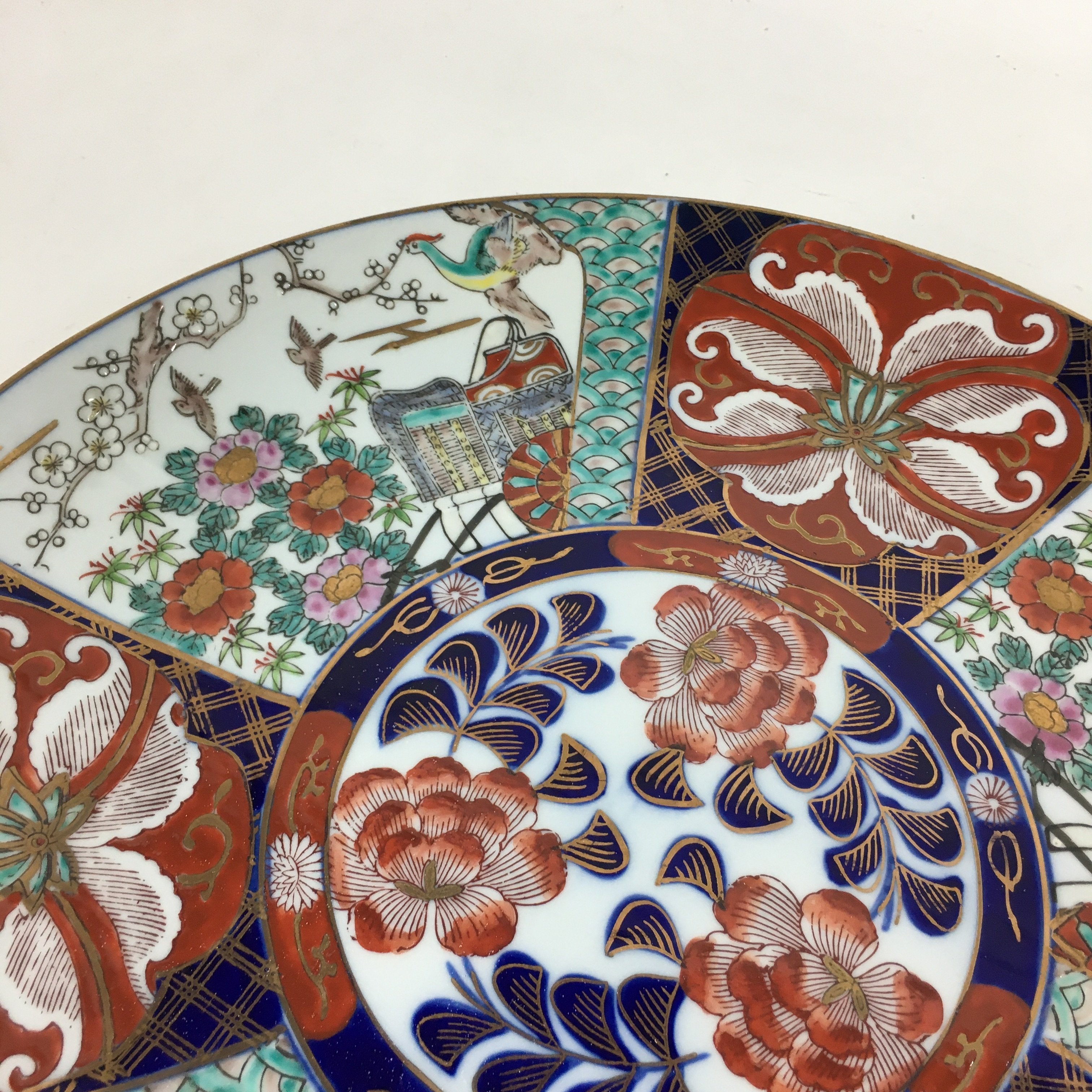 Japanese Porcelain Arita Ware Large Plate Centerpiece Vtg Round 37.5 cm PP646