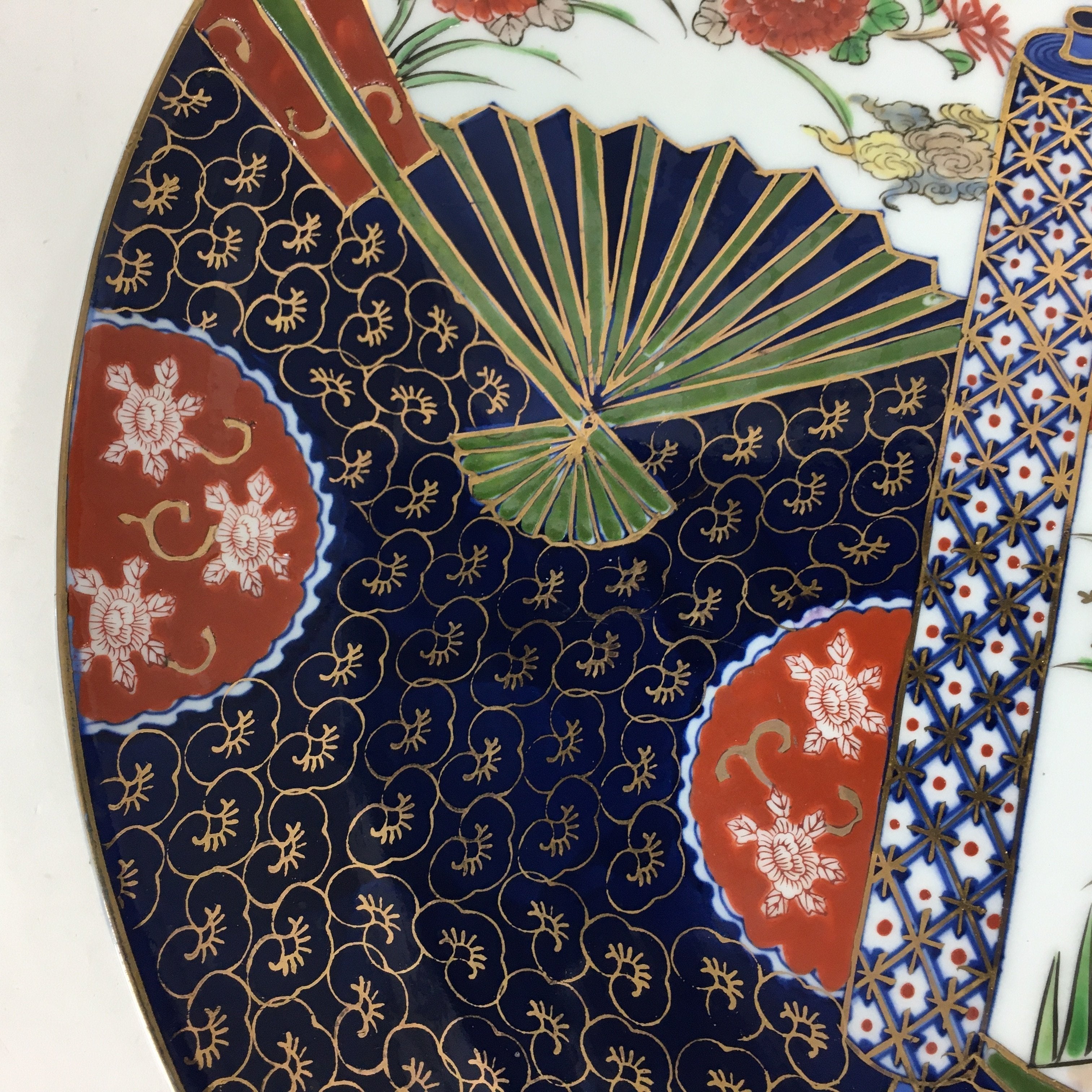Japanese Porcelain Arita Ware Large Plate Centerpiece Vtg Round 46.5cm PP650
