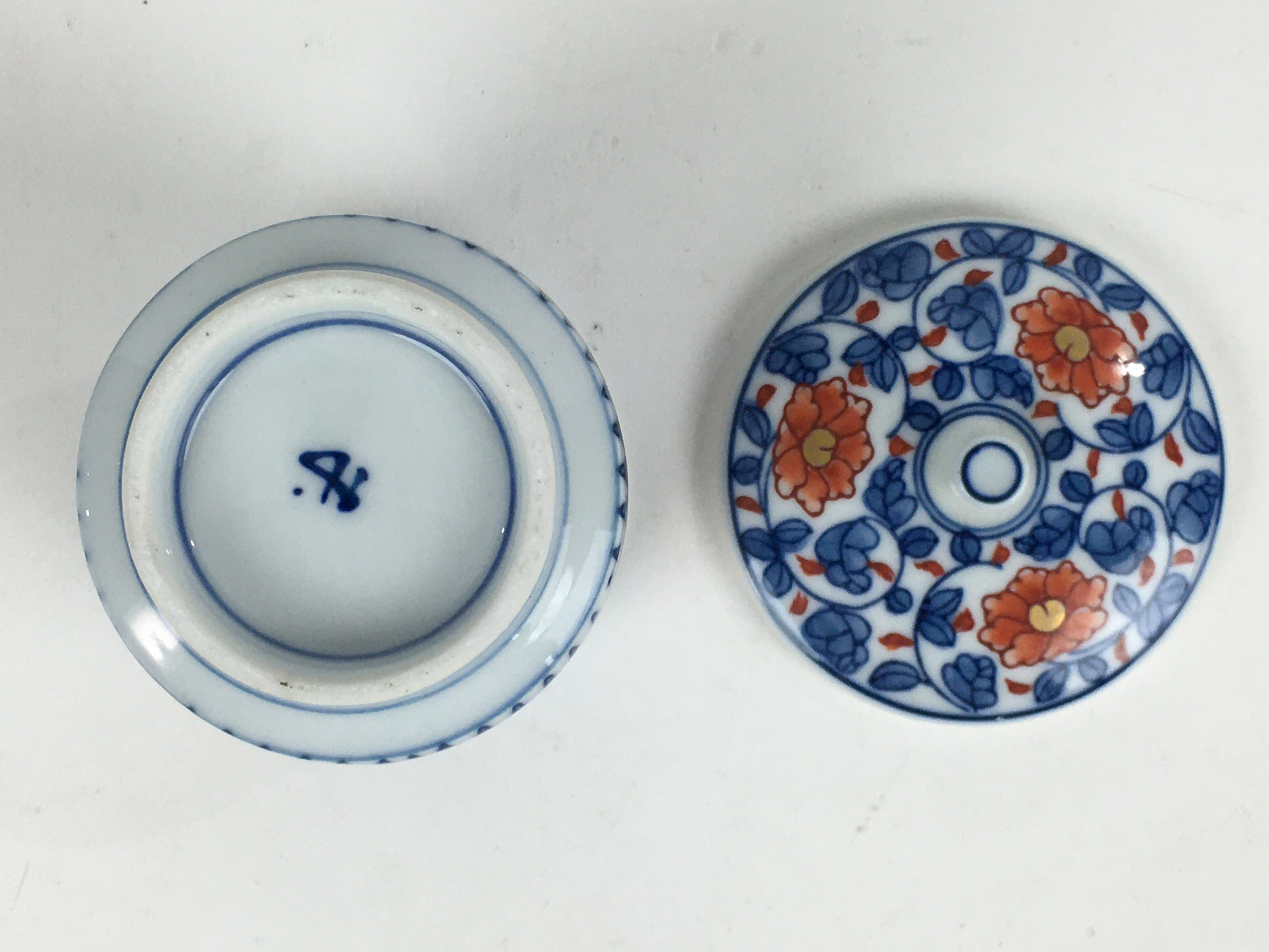 Japanese Porcelain Arita Ware Lidded Teacup Vtg Yunomi Blue White Sencha PP932