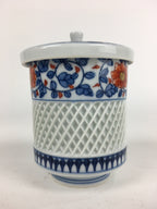 Japanese Porcelain Arita Ware Lidded Teacup Vtg Yunomi Blue White Sencha PP933