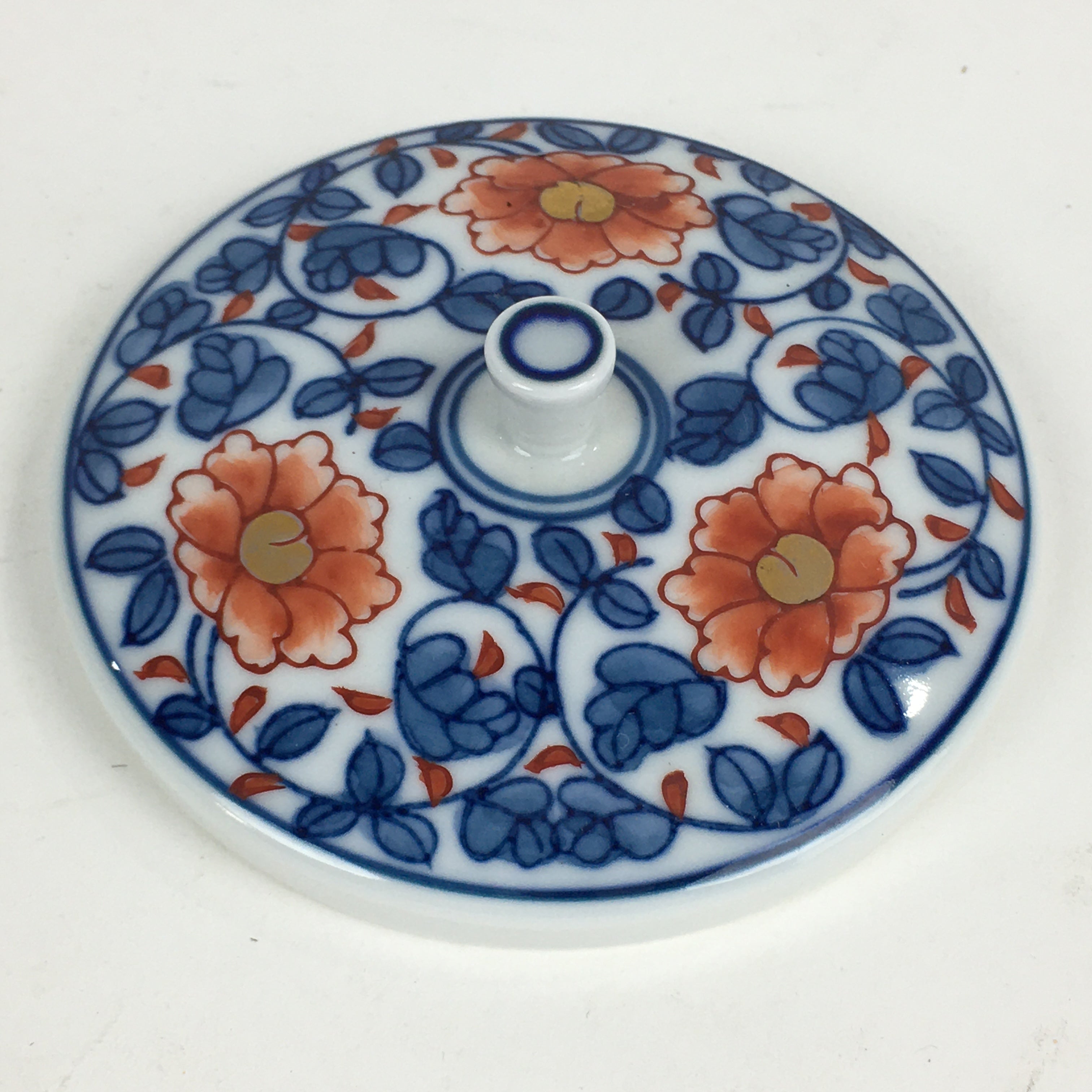 Japanese Porcelain Arita Ware Lidded Teacup Vtg Yunomi Blue White Sencha PP933
