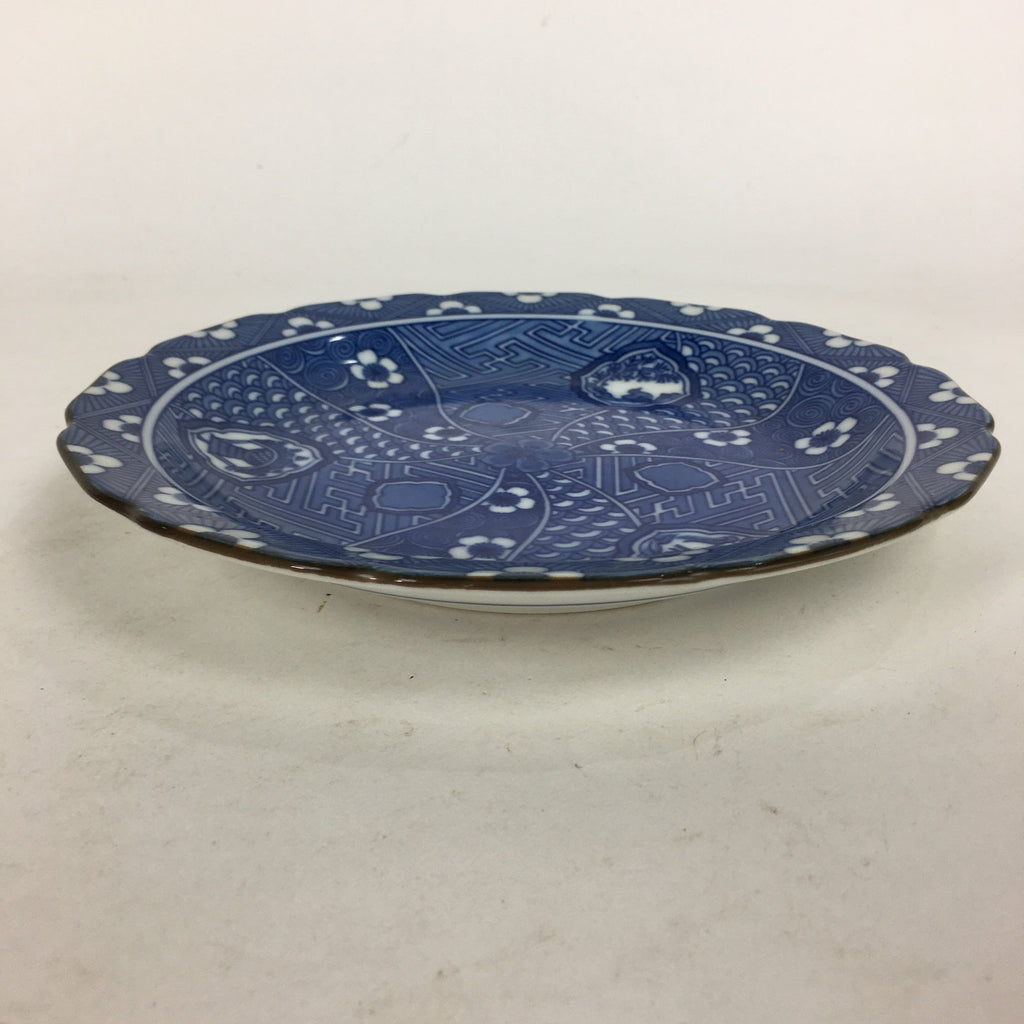 Japanese Porcelain Arita Ware Plate Sara Vtg Blue Sometsuke Round Flower PP662