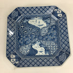 Japanese Porcelain Arita Ware Plate Vtg Square Shape Blue Sometsuke Sara PP748