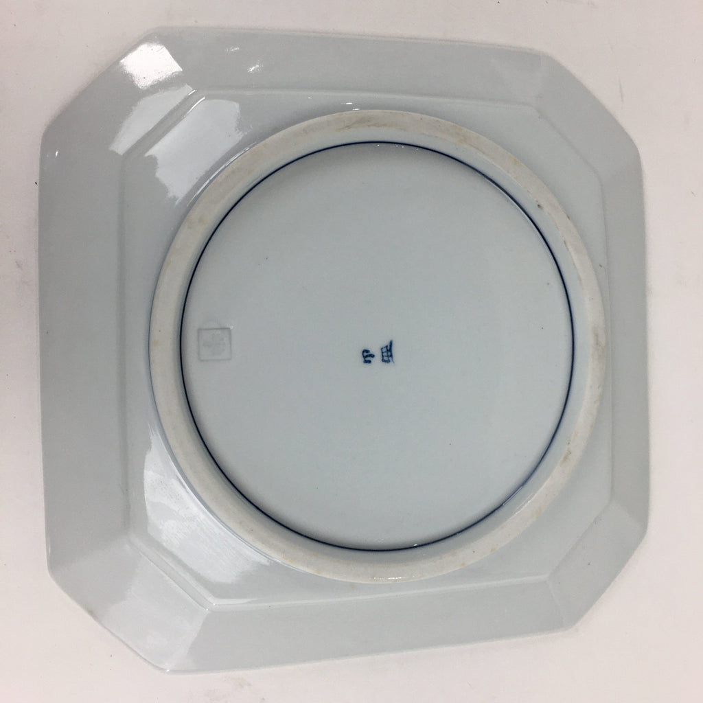 Japanese Porcelain Arita Ware Plate Vtg Square Shape Blue Sometsuke Sara PP748