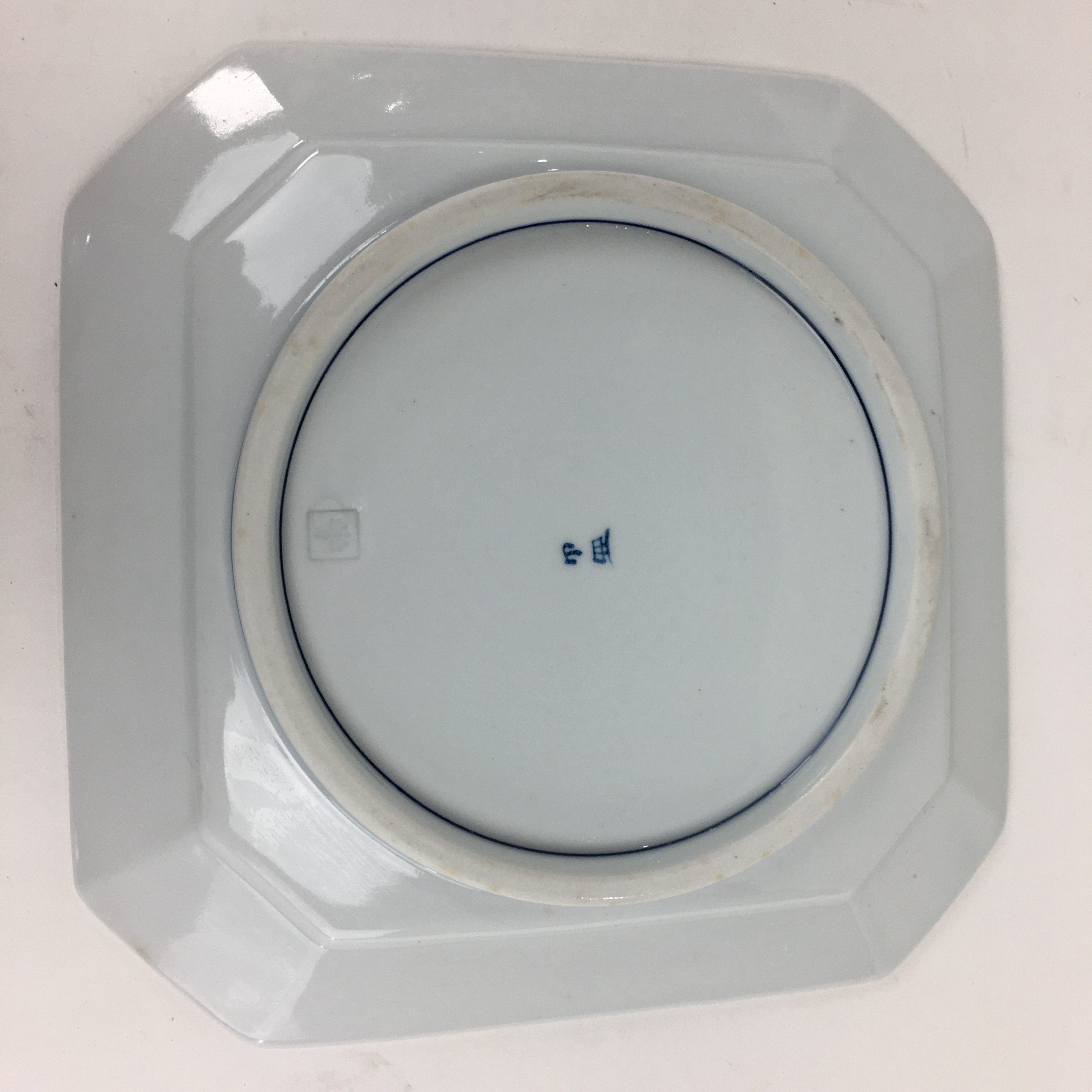 Japanese Porcelain Arita Ware Plate Vtg Square Shape Blue Sometsuke Sara PP748