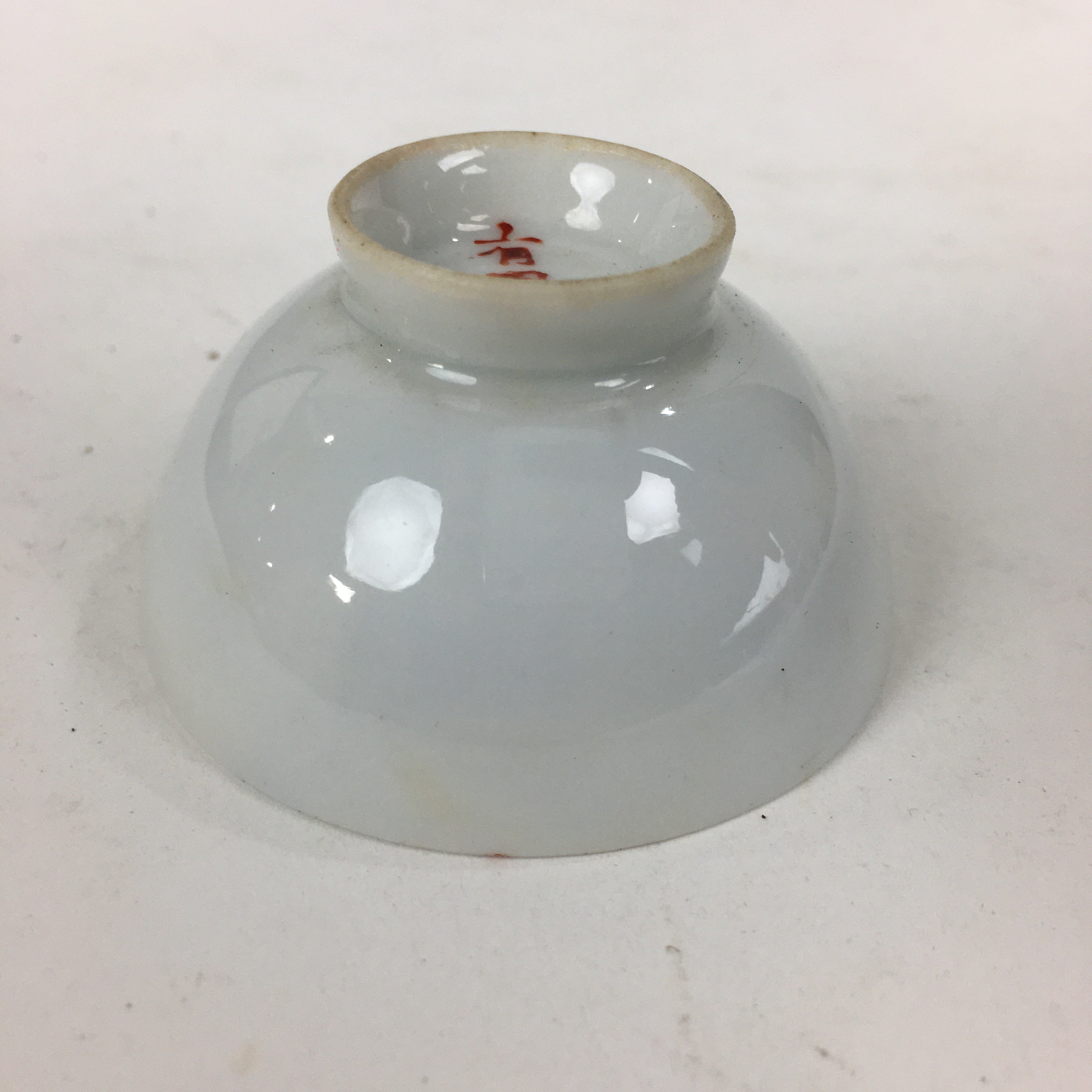 Japanese Porcelain Arita Ware Sake Cup Vtg Guinomi Ochoko Blue Persimmon GU996