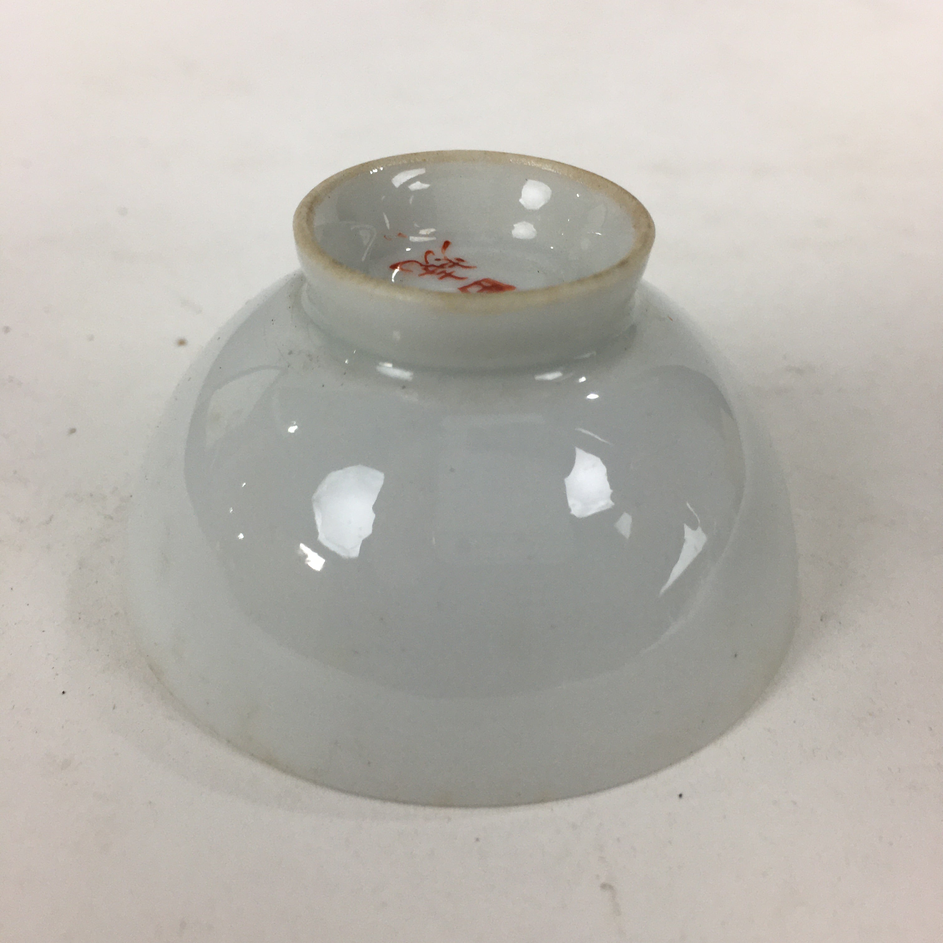 Japanese Porcelain Arita Ware Sake Cup Vtg Guinomi Ochoko Blue Persimmon GU996