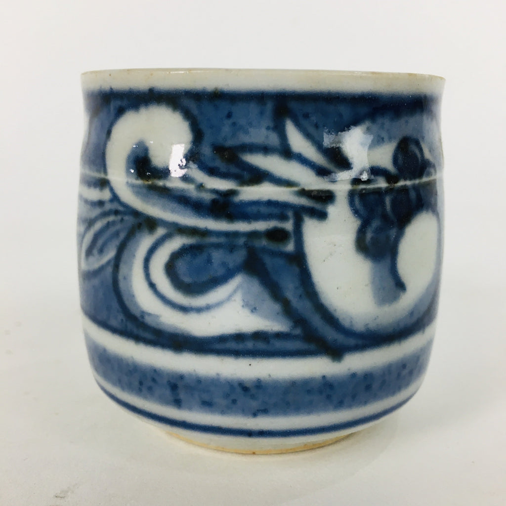 Japanese Porcelain Arita Ware Sake Cup Vtg Guinomi Ochoko Blue Pomegranate GU906