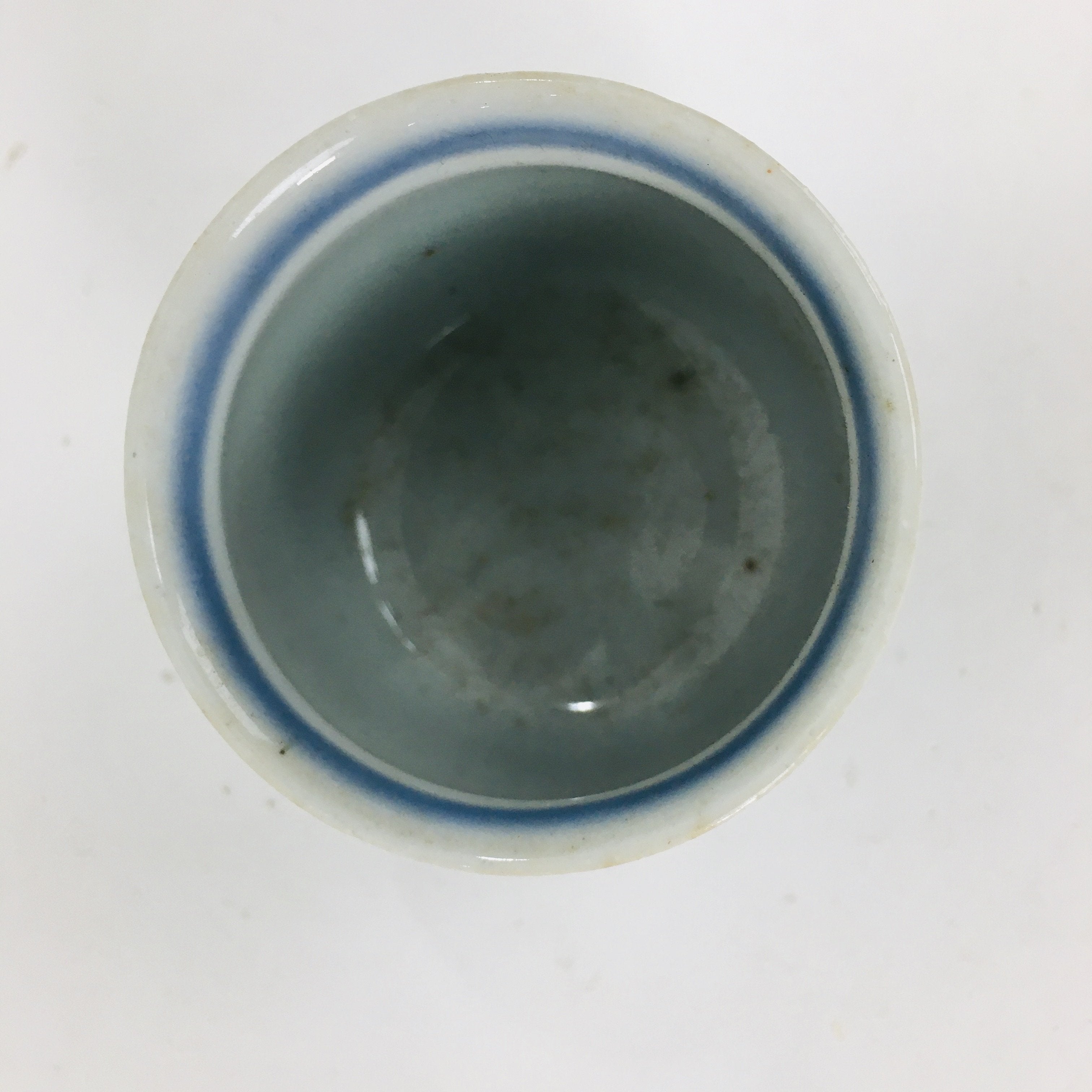 Japanese Porcelain Arita Ware Sake Cup Vtg Guinomi Ochoko Blue Pomegranate GU906