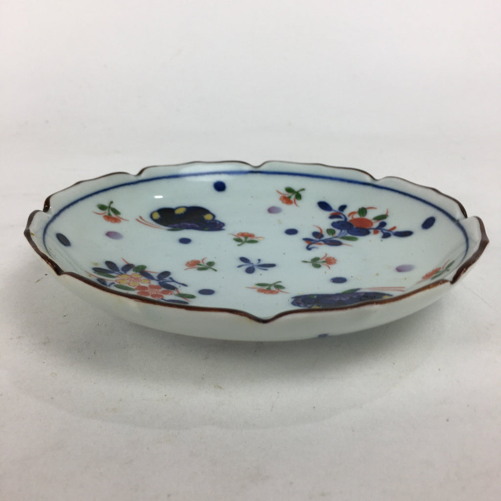 Japanese Porcelain Arita Ware Small Plate Kozara Vtg Kayama Butterfly Flower PP6