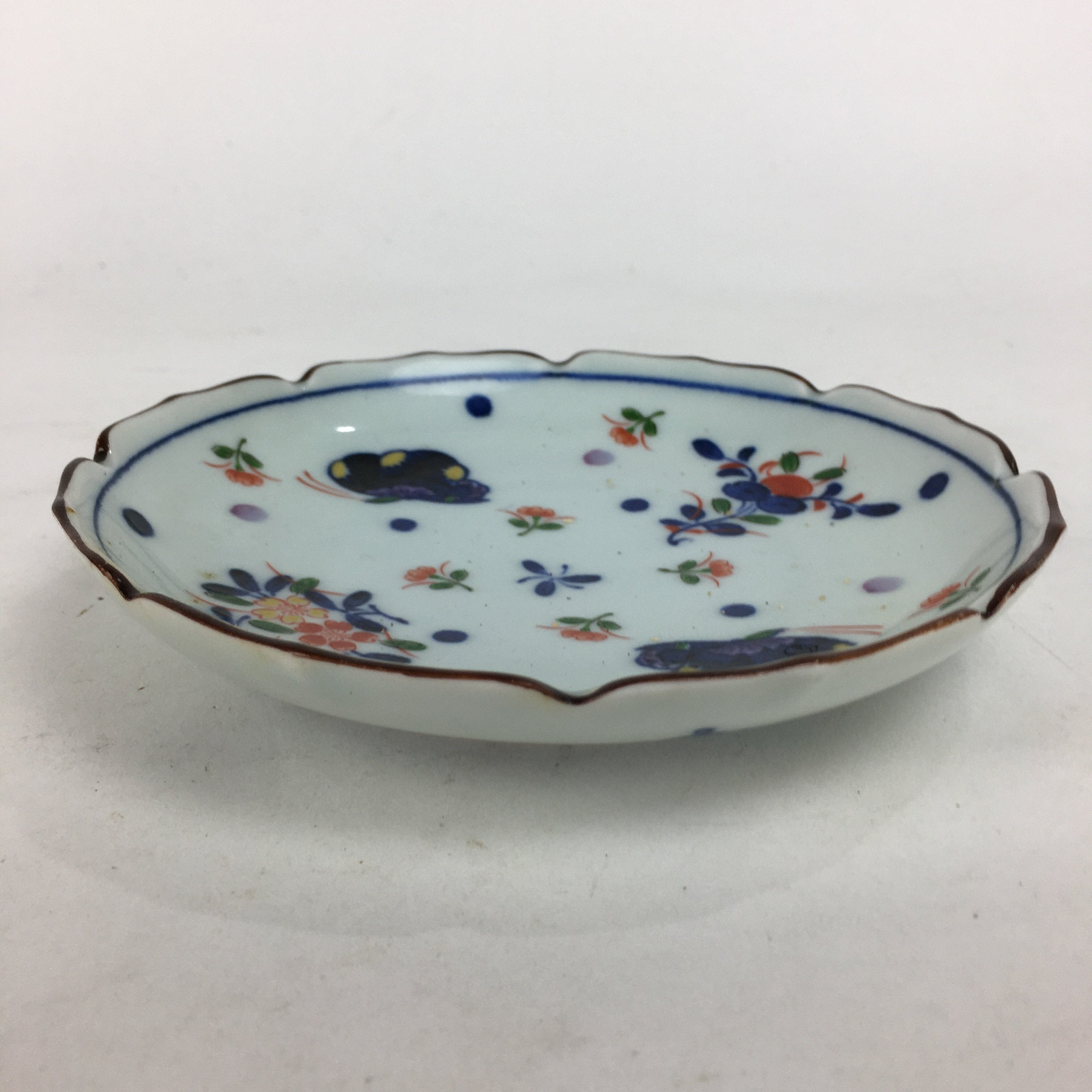 Japanese Porcelain Arita Ware Small Plate Kozara Vtg Kayama Butterfly Flower PP6
