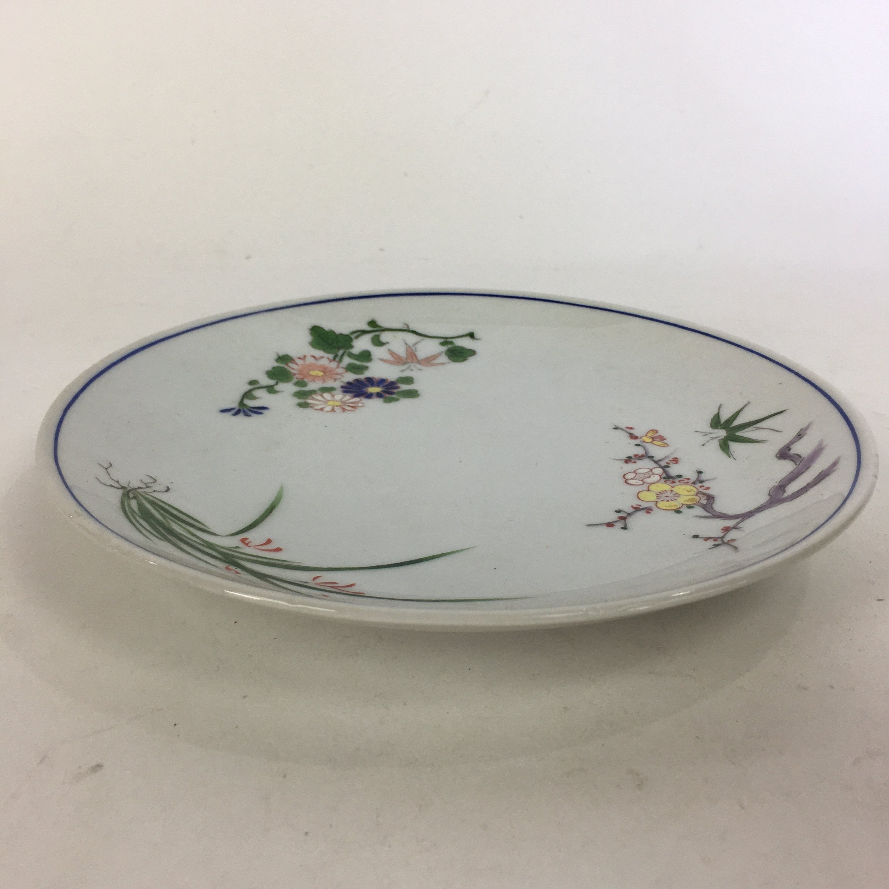 Japanese Porcelain Arita Ware Small Plate Kozara Vtg Round Flower Pattern PP652