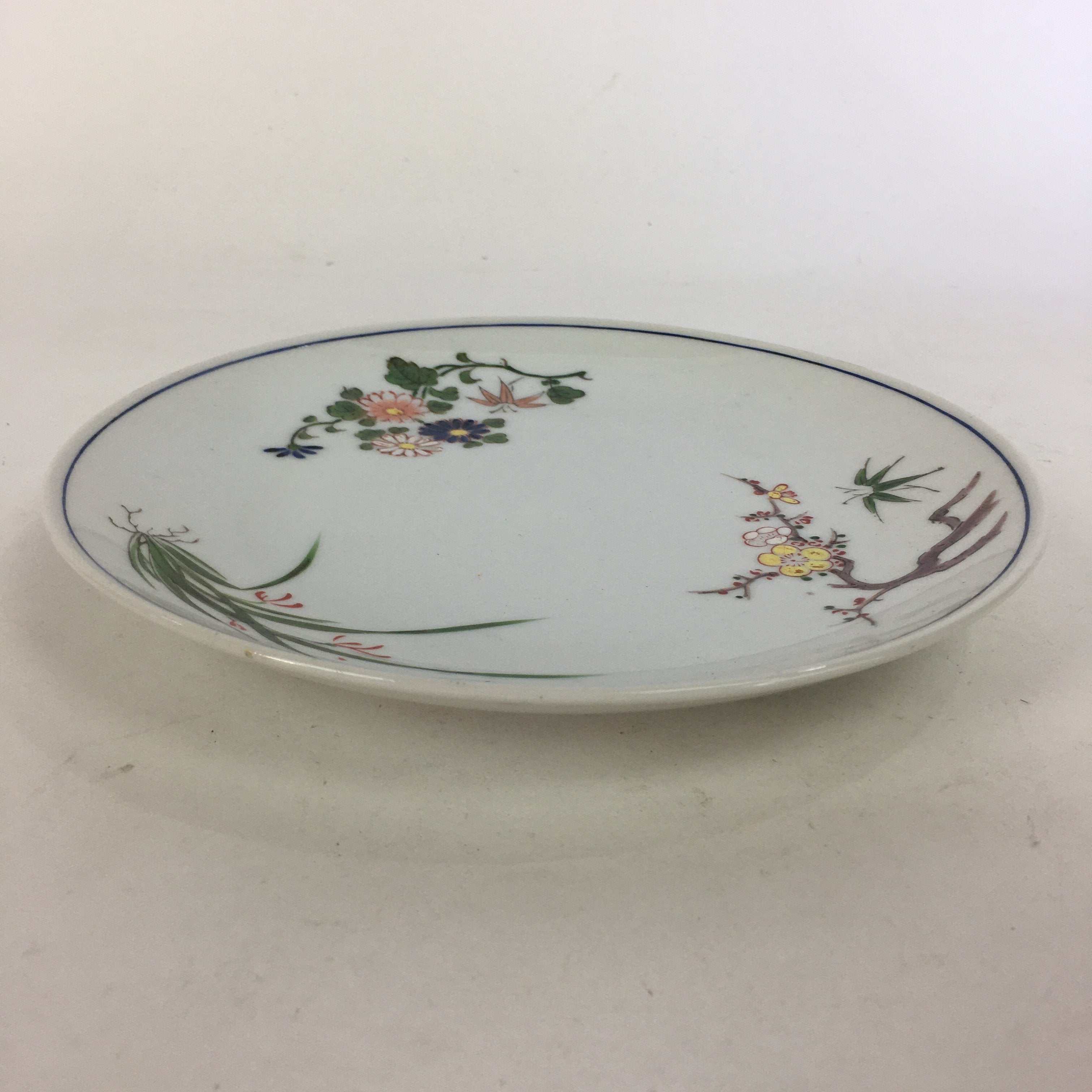 Japanese Porcelain Arita Ware Small Plate Kozara Vtg Round Flower Pattern PP654