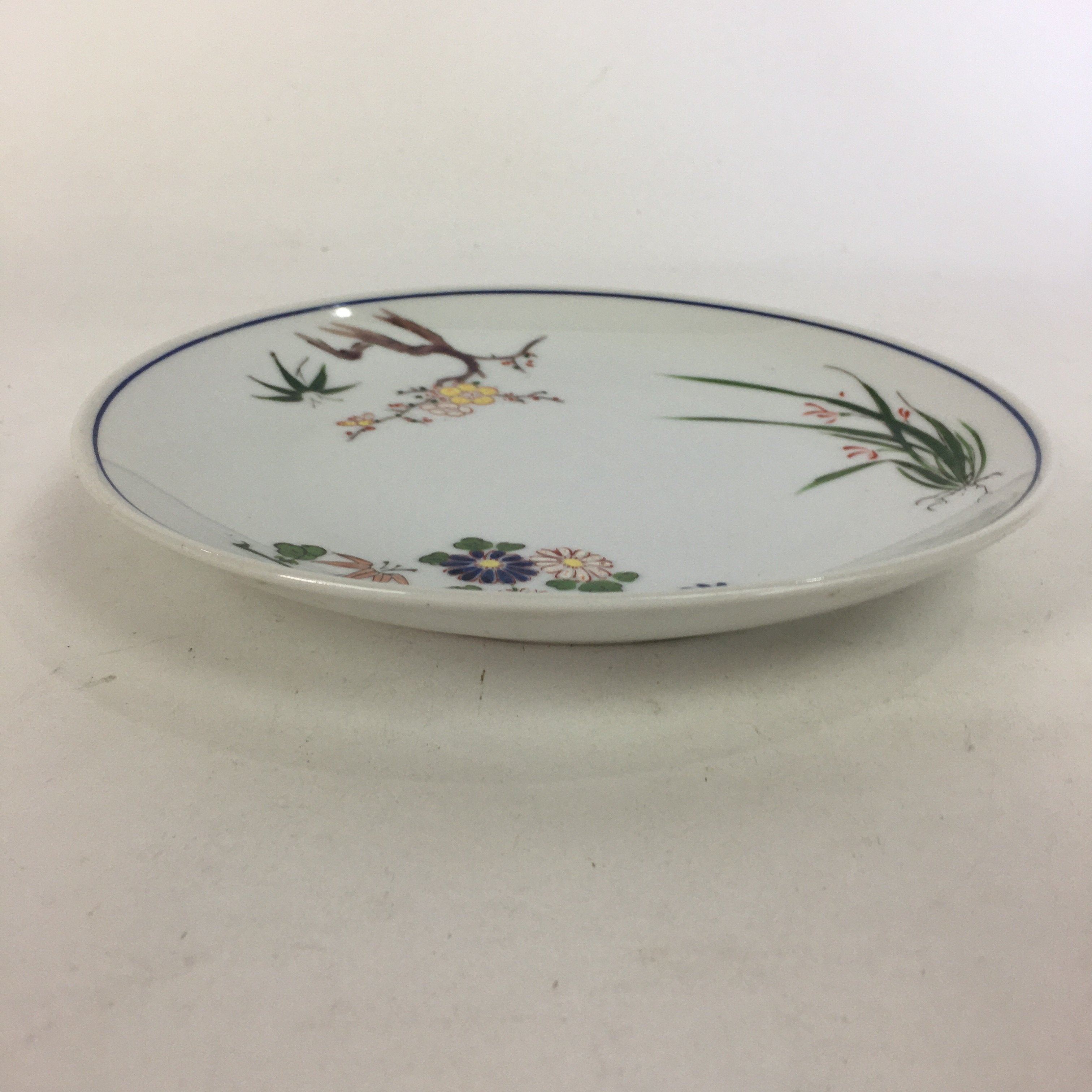Japanese Porcelain Arita Ware Small Plate Kozara Vtg Round Flower Pattern PP656
