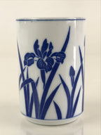 Japanese Porcelain Arita Ware Teacup Yunomi Vtg Blue Sometsuke Iris Sencha TC318