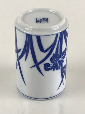 Japanese Porcelain Arita Ware Teacup Yunomi Vtg Blue Sometsuke Iris Sencha TC318