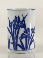 Japanese Porcelain Arita Ware Teacup Yunomi Vtg Blue Sometsuke Iris Sencha TC321