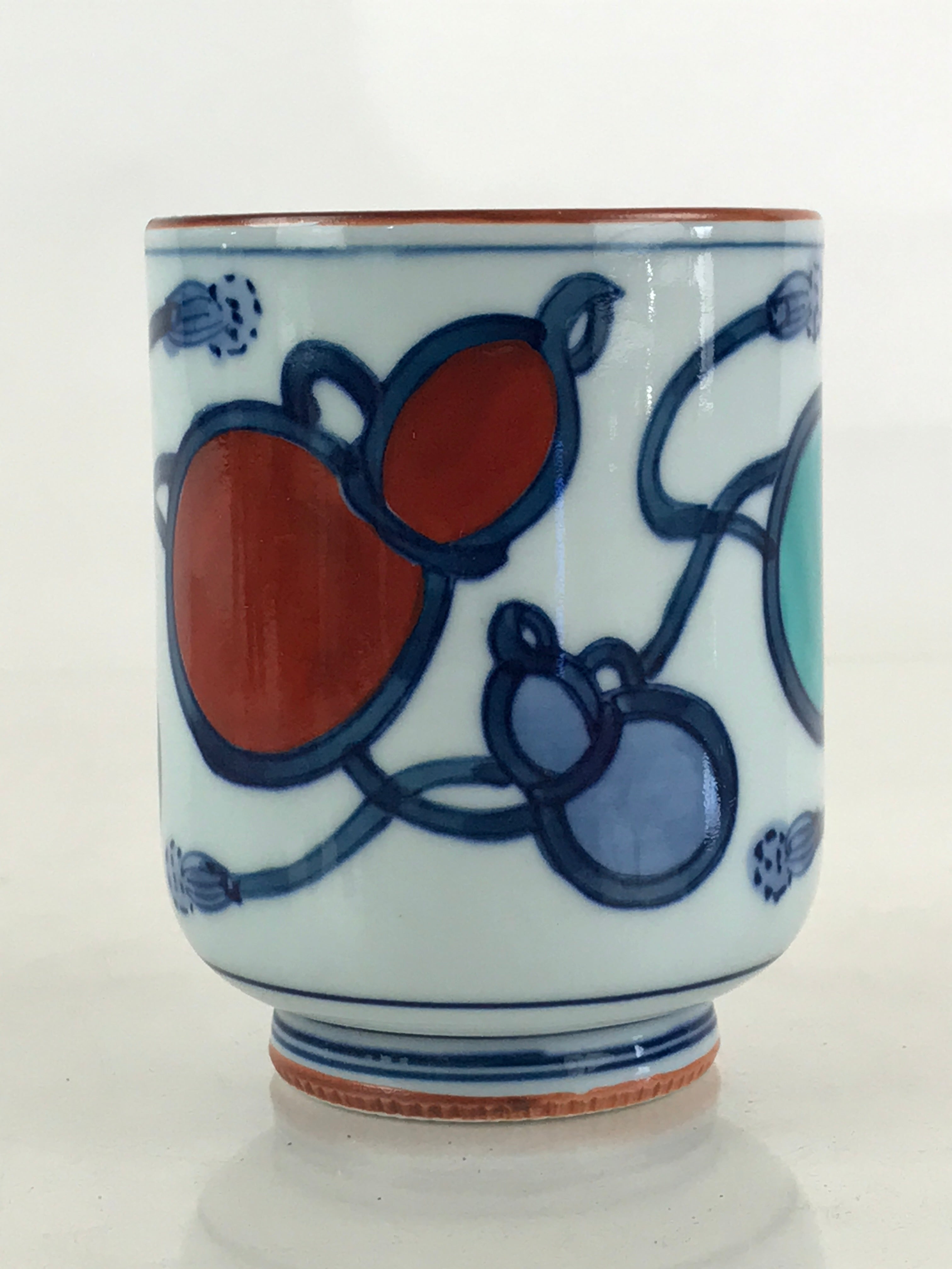 Japanese Porcelain Arita Ware Teacup Yunomi Vtg Blue Sometsuke Six Gourds TC323