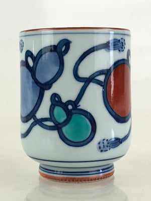 Japanese Porcelain Arita Ware Teacup Yunomi Vtg Blue Sometsuke Six Gourds TC323