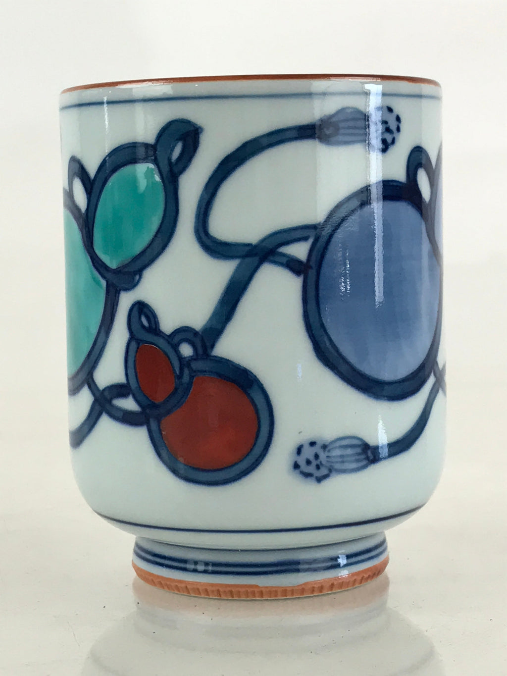 Japanese Porcelain Arita Ware Teacup Yunomi Vtg Blue Sometsuke Six Gourds TC323