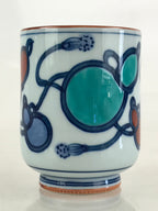 Japanese Porcelain Arita Ware Teacup Yunomi Vtg Blue Sometsuke Six Gourds TC323