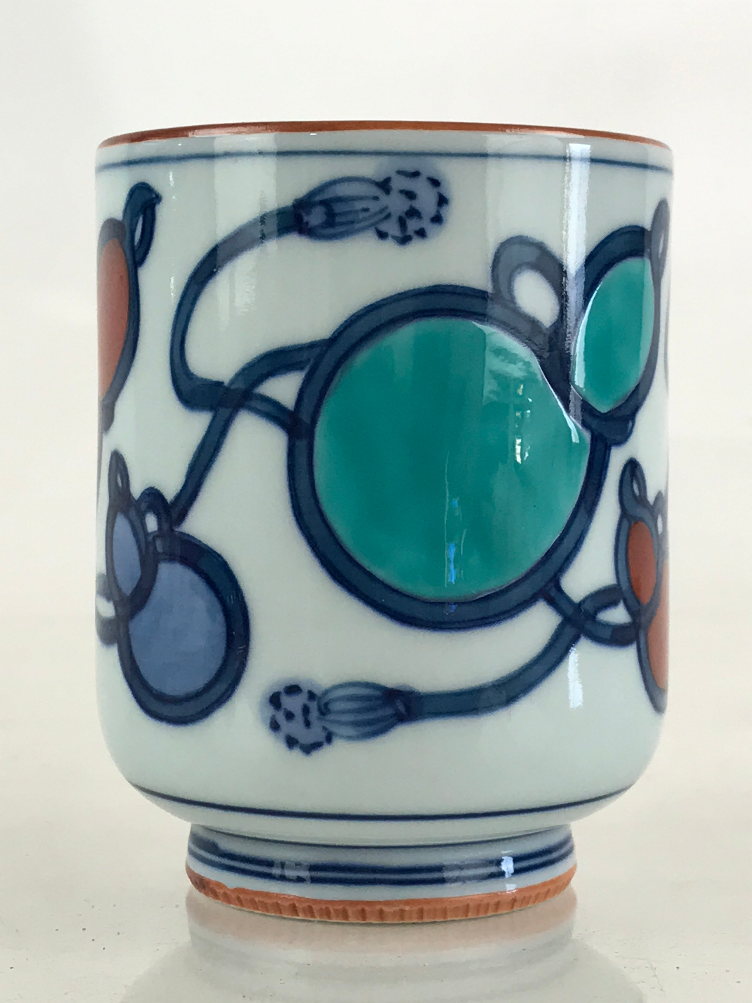 Japanese Porcelain Arita Ware Teacup Yunomi Vtg Blue Sometsuke Six Gourds TC323