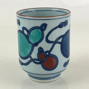 Japanese Porcelain Arita Ware Teacup Yunomi Vtg Blue Sometsuke Six Gourds TC324