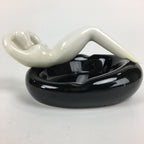 Japanese Porcelain Ashtray Vtg Haizara Black Tray White Naked Woman PP784