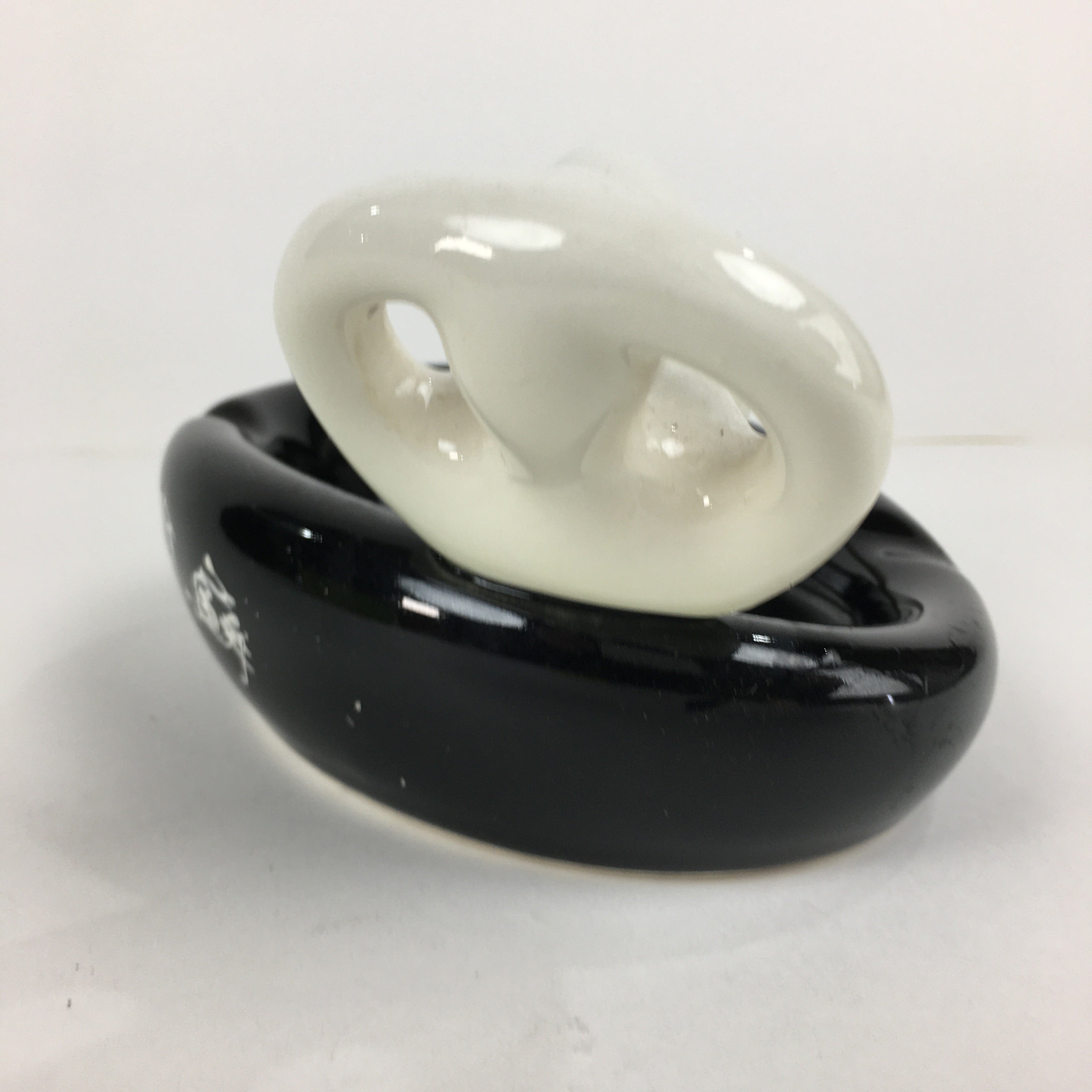 Japanese Porcelain Ashtray Vtg Haizara Black Tray White Naked Woman PP784