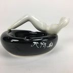 Japanese Porcelain Ashtray Vtg Haizara Black Tray White Naked Woman PP784