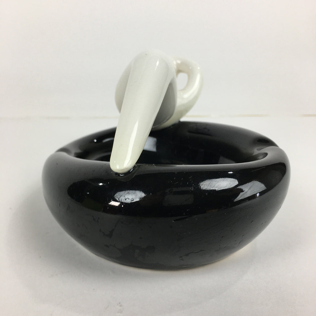 Japanese Porcelain Ashtray Vtg Haizara Black Tray White Naked Woman PP784