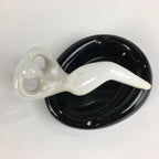 Japanese Porcelain Ashtray Vtg Haizara Black Tray White Naked Woman PP784