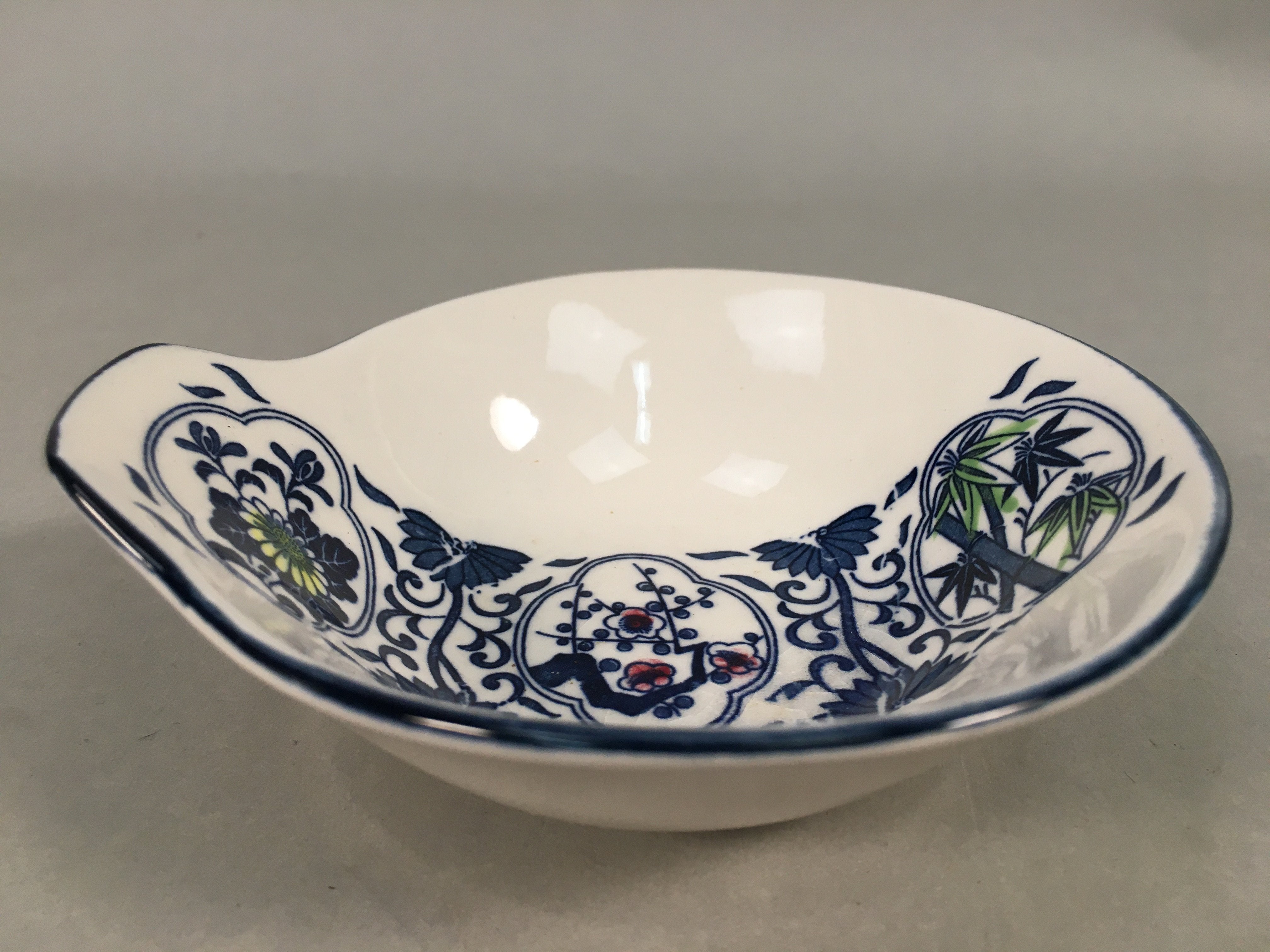 Japanese Porcelain Bowl Kobachi Vtg Blue White Sometsuke PP455