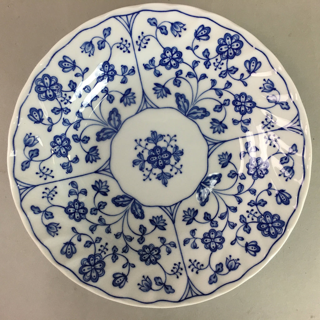 Japanese Porcelain Bowl Sometsuke Vtg Blue White Tableware Floral QT71