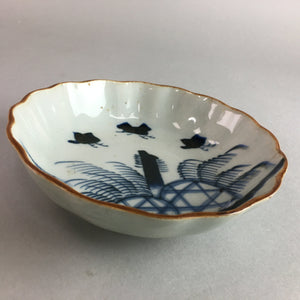 Japanese Porcelain Bowl Sometsuke Vtg Kobachi Ocean Bird Crackle Glaze PT698