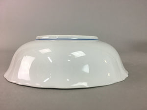 Japanese Porcelain Bowl Vtg Floral Design White Blue Green QT67