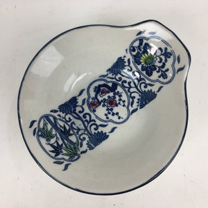 Japanese Porcelain Bowl Vtg Kobachi Blue Sometsuke Flower Bamboo Design QT145