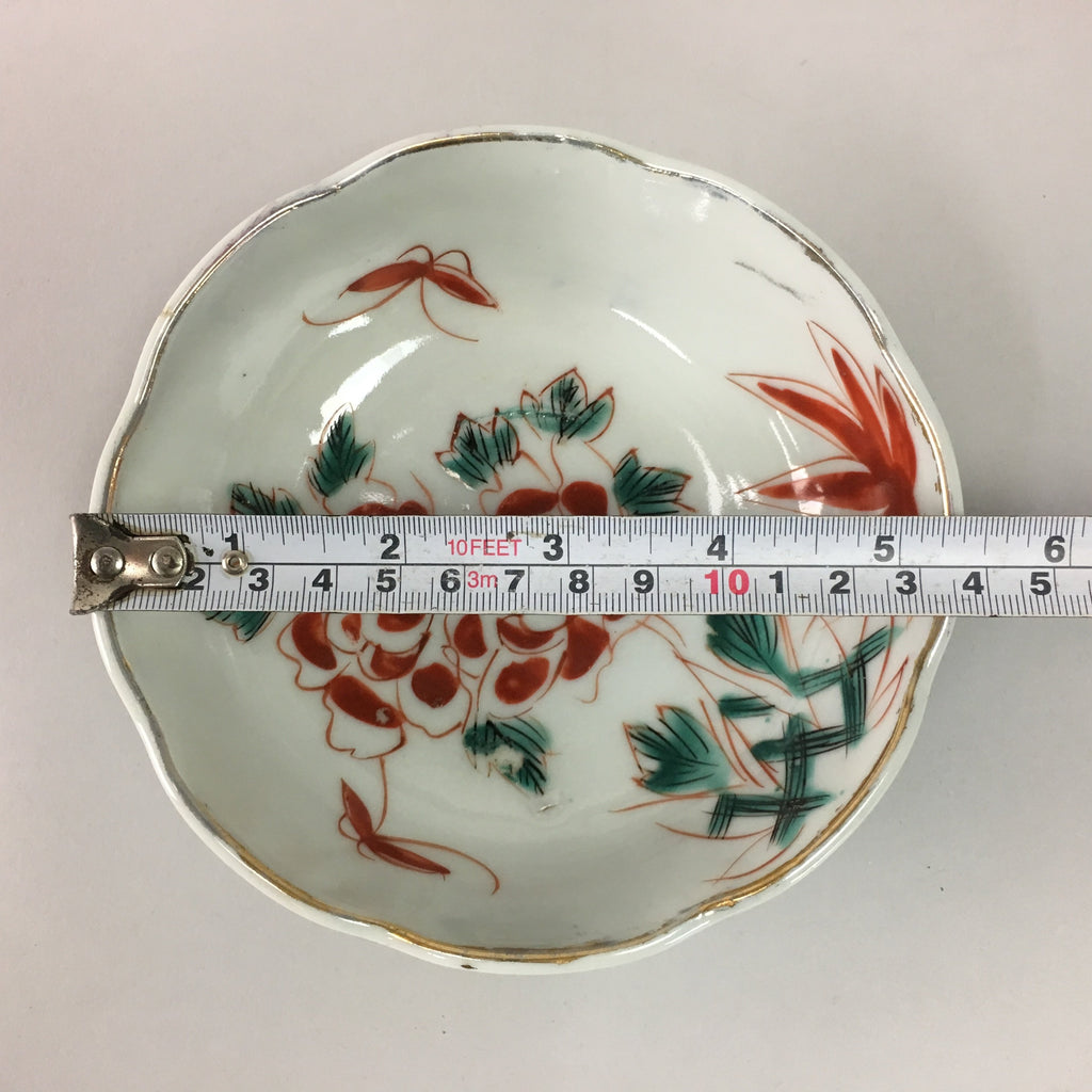 Japanese Porcelain Bowl Vtg Kobachi C1930 Floral Butterfly Design PT410