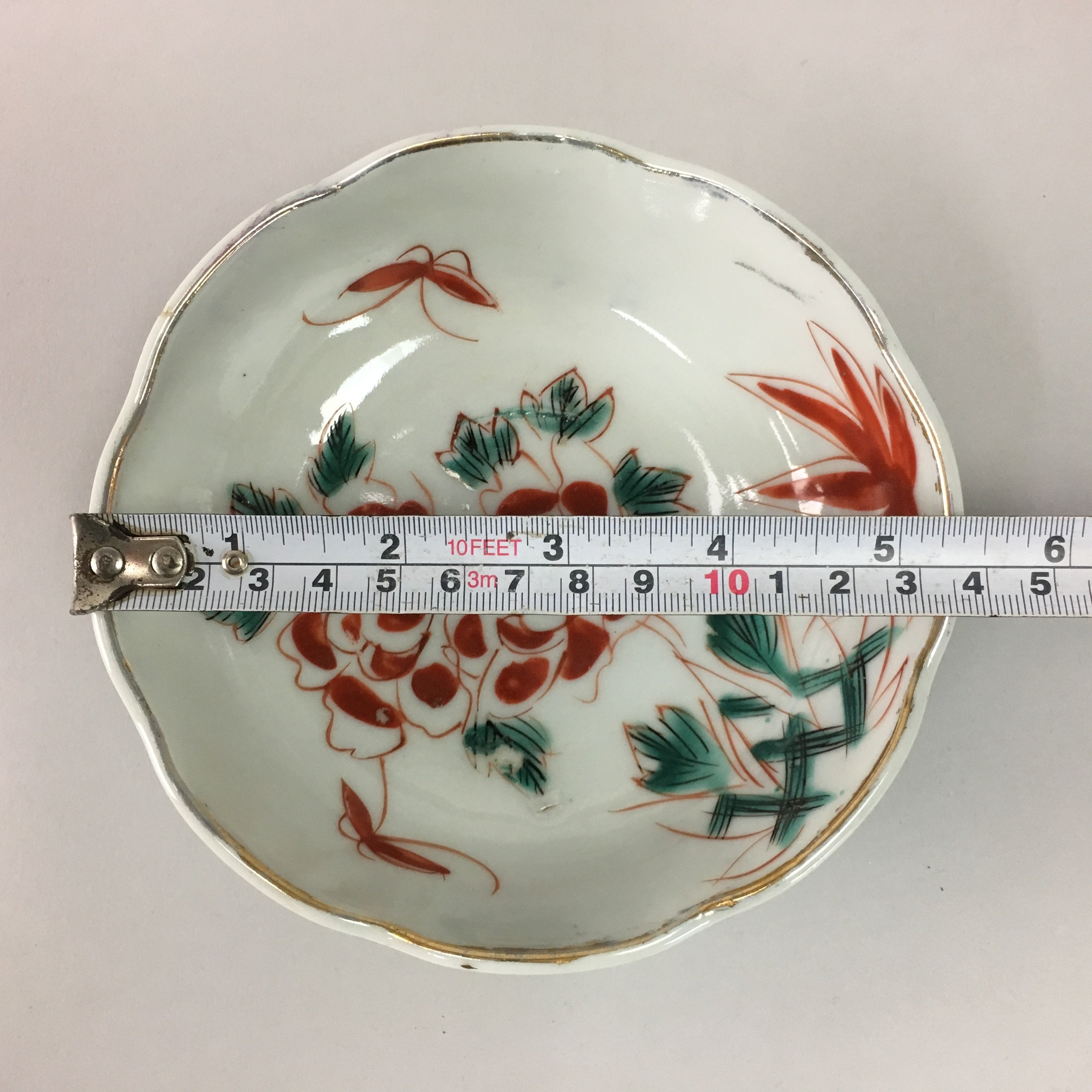Japanese Porcelain Bowl Vtg Kobachi C1930 Floral Butterfly Design PT410