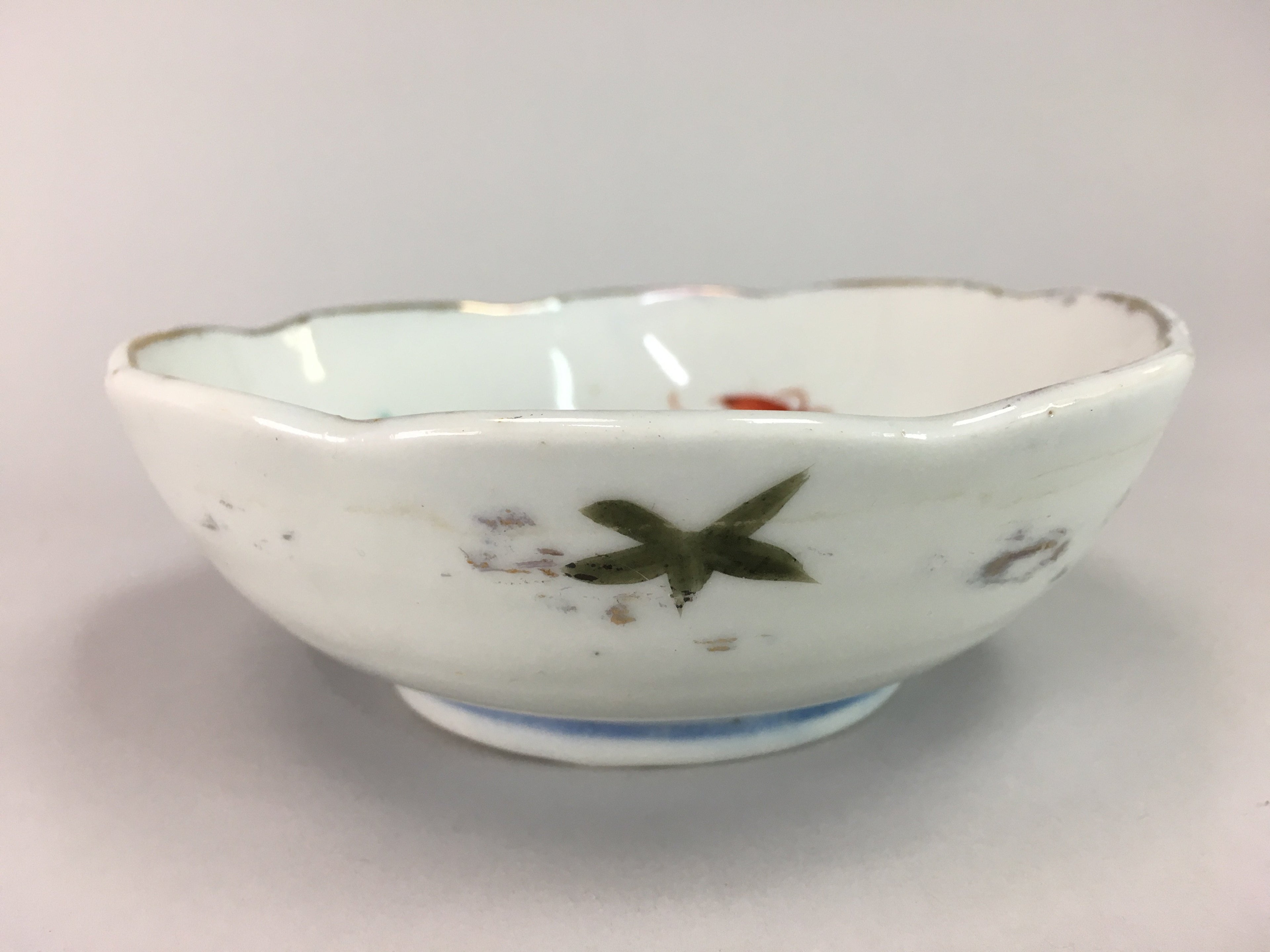 Japanese Porcelain Bowl Vtg Kobachi C1930 Floral Butterfly Design PT410