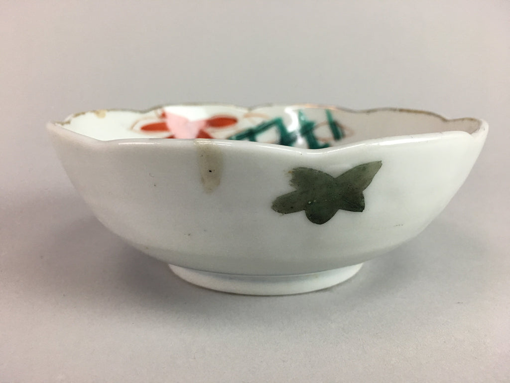 Japanese Porcelain Bowl Vtg Kobachi C1930 Floral Butterfly Design PT412