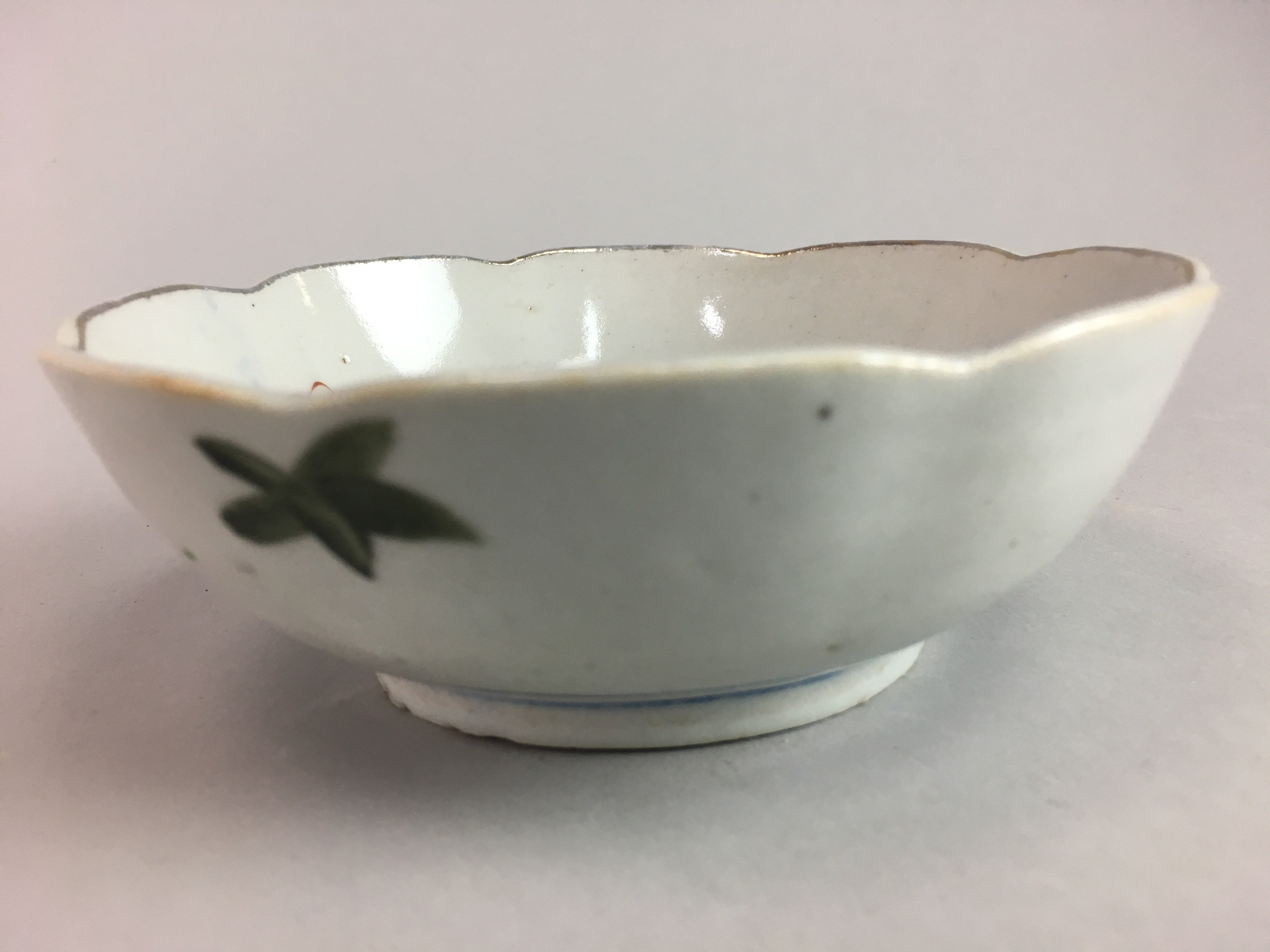 Japanese Porcelain Bowl Vtg Kobachi C1930 Floral Butterfly Design PT416